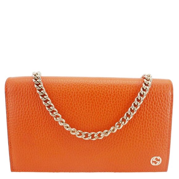 Gucci  Betty Medium Marmont Leather Wallet On Chain Orange - Picture 1 of 12